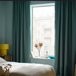 3 IKEA Majgull Dark Teal Curtains